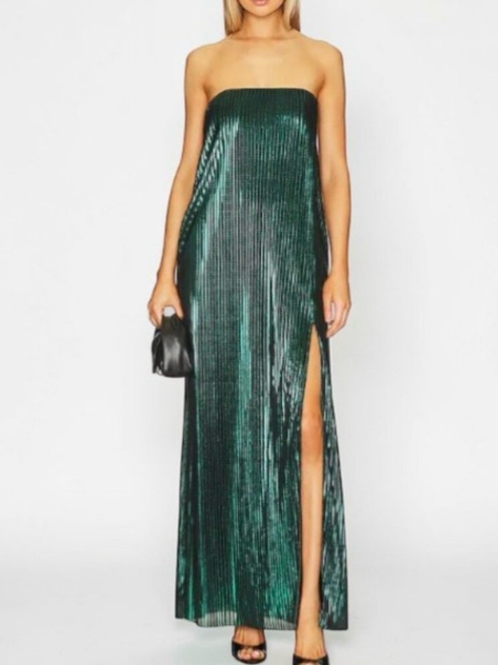 House of Harlow 1960 Emerald Green Shimmer Strapless Dress